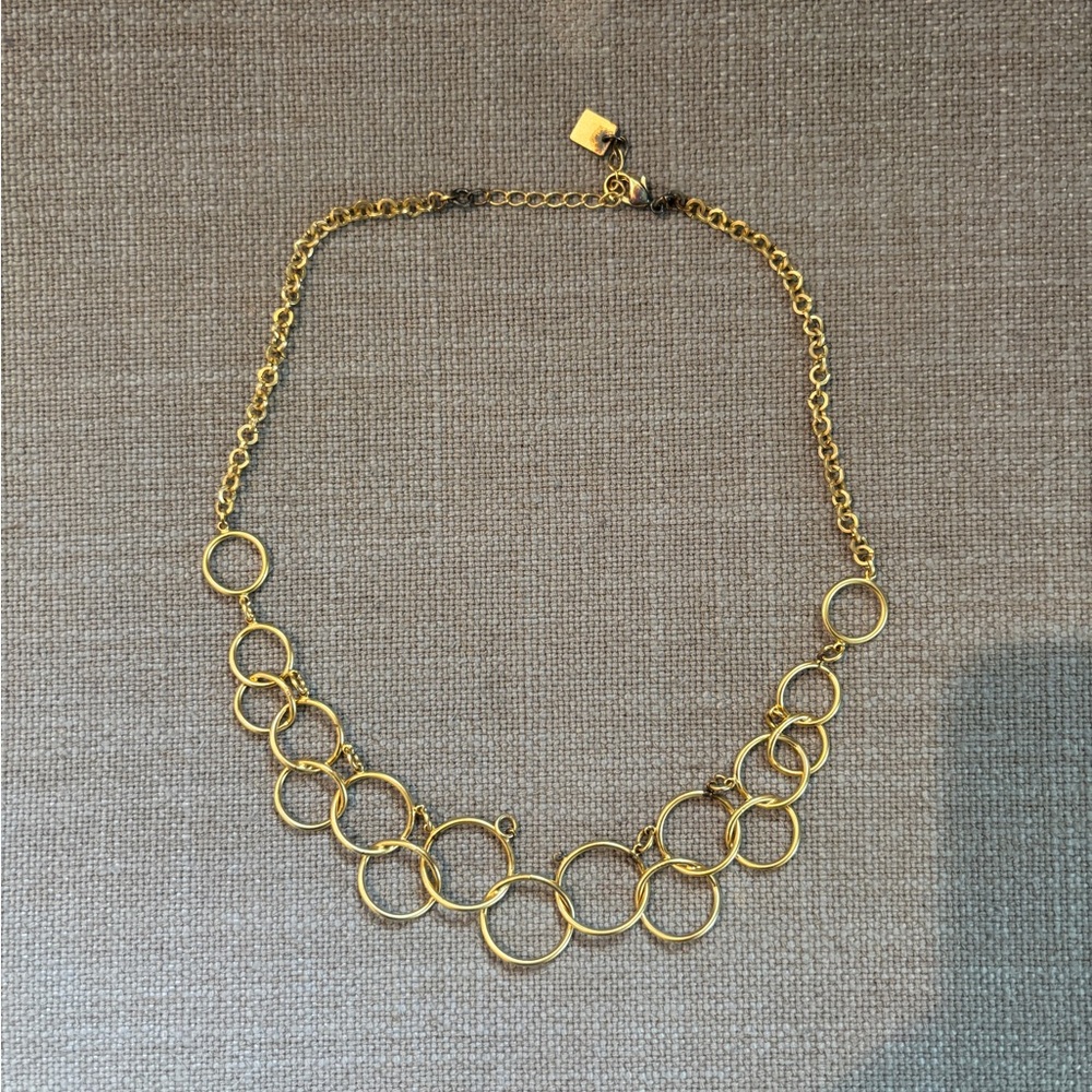 Vintage Nine West Circle Gold Chain Statement Necklace